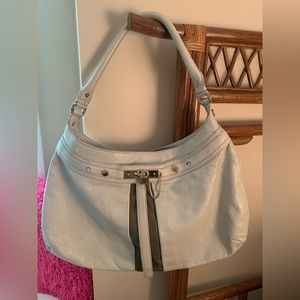 Marc by Marc Jacobs white/taupe leather hobo shoulder bag.